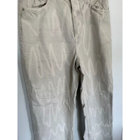 VTG Zara High Waist Wide Leg Cream Color Wave Pattern Leg Jeans Size EU40, US 8 - Picture 5 of 8